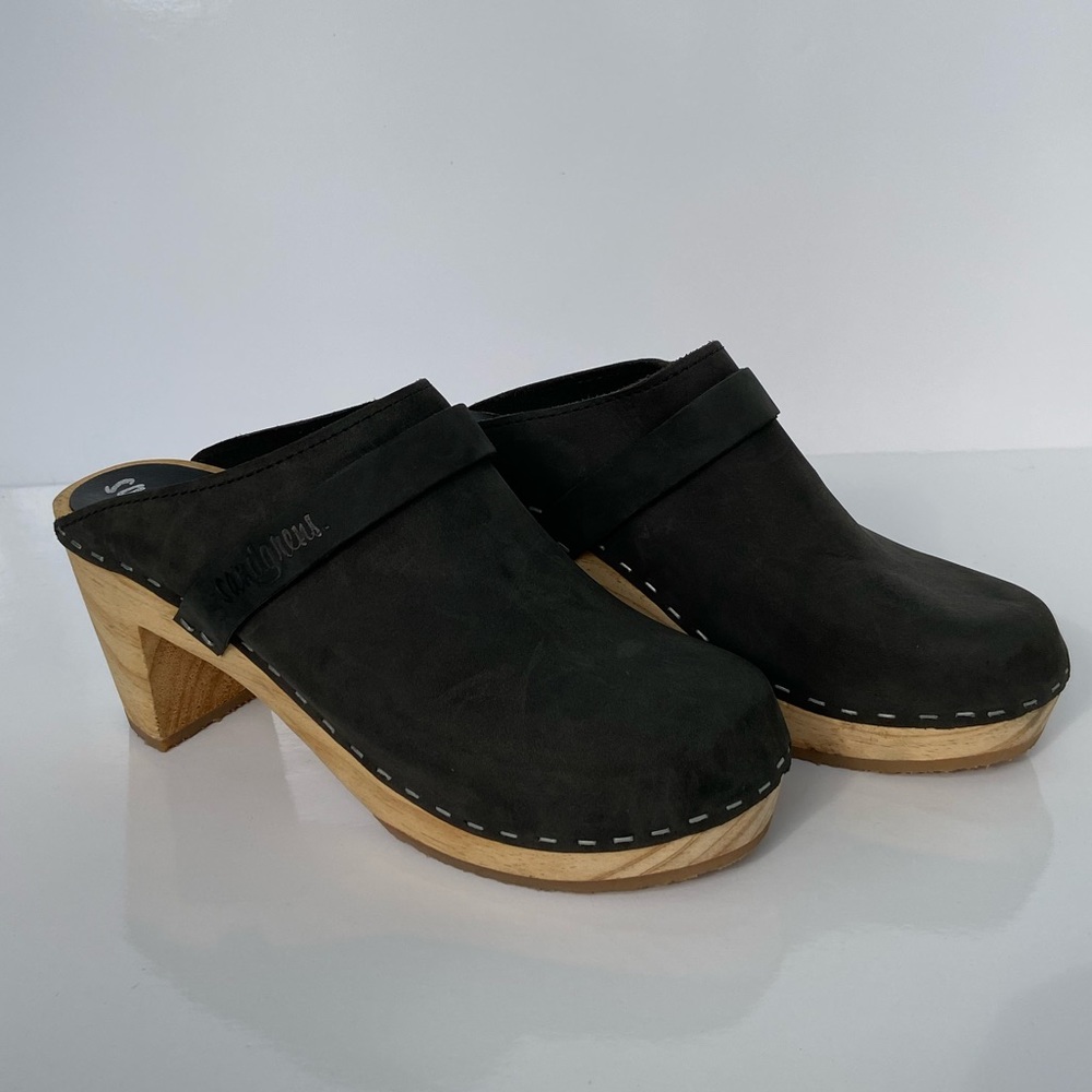 Sz. 39 Sandgrens Maya Nubuck Leather Swedish Clogs - Picture 2 of 14